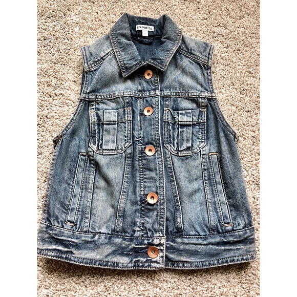 Express Sleeveless Jean Vest 